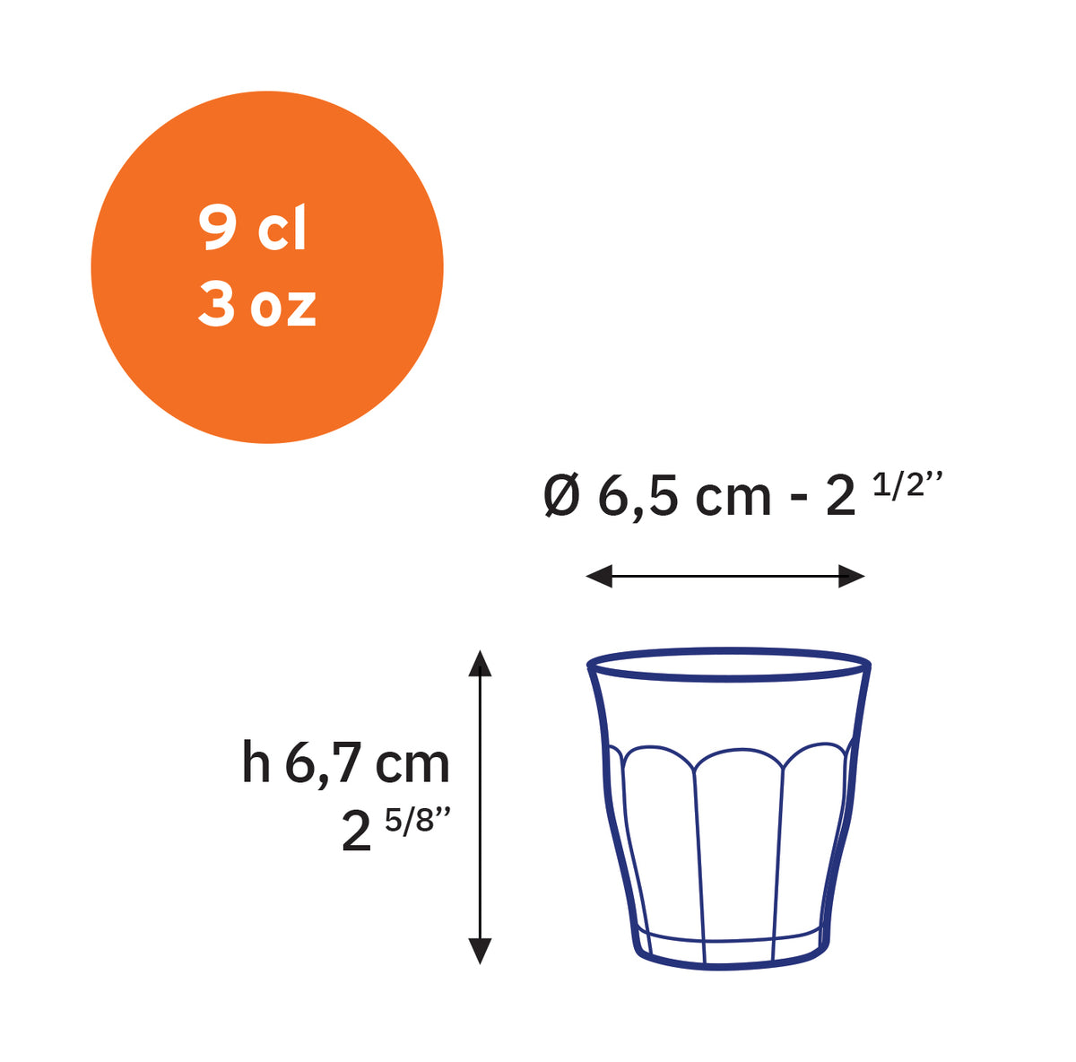 Le Picardie - Verre transparent 9cl -  (Lot de 6)