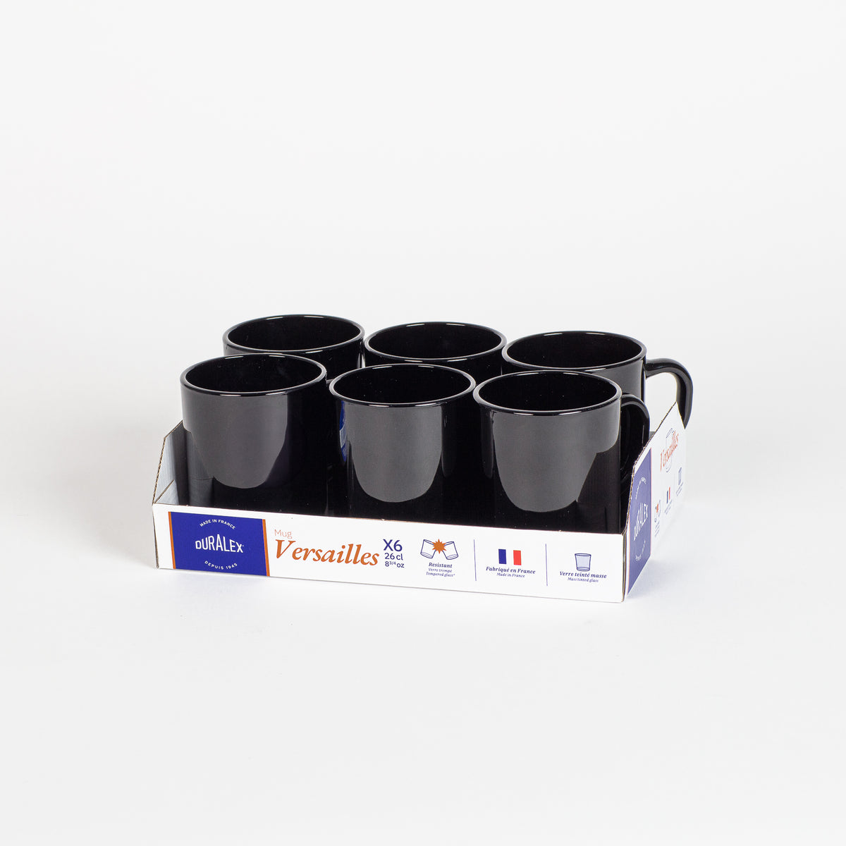 Versailles - Mug en verre Noir 26 cl (Lot de 6)